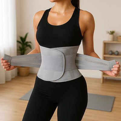 femme entrain de fermer Ceinture lombaire