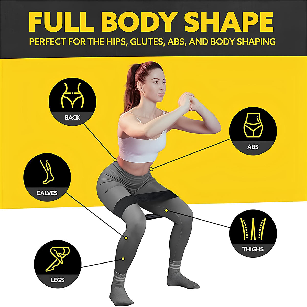 femme s'étire avec bande musculation