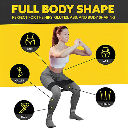 femme s'étire avec bande musculation