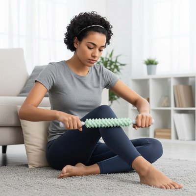 femme-utilise-bâton-de-massage