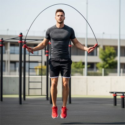 homme saute avec Corde a sauter