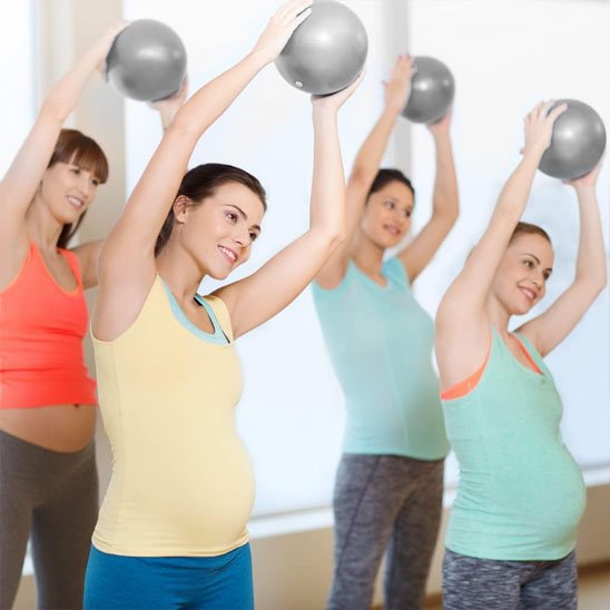 séance d'entrainement avec Ballon pilates